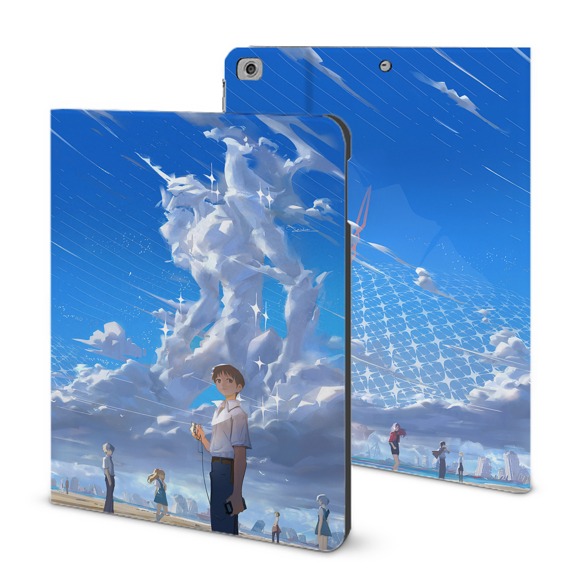 （画像用） EVA 新世紀エヴァンゲリオン IPad ケース ブック型 PUレザー TPU 耐衝撃 軽量 薄型 ペン収納なし 全面保護 IPad 各モデル対応